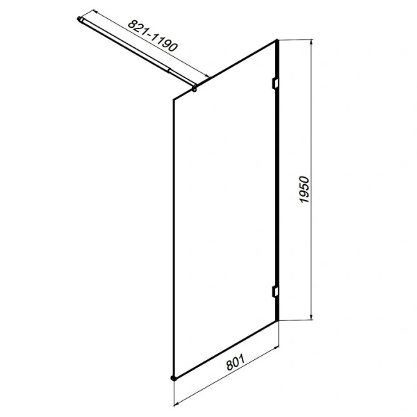 Душевая перегородка Am.Pm X-Joy 80 см профиль черный - фото 2