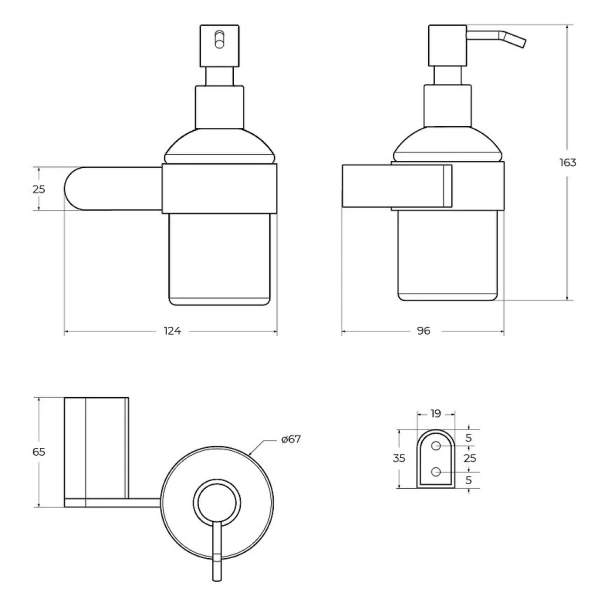 Дозатор для мыла Cezares Stylus черный матовый - фото 2