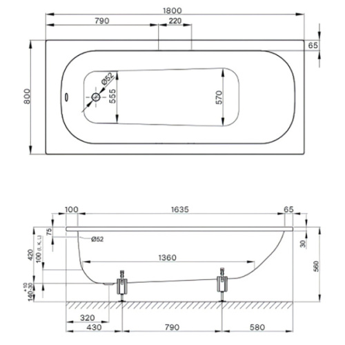 Ванна стальная Bette Form 2950-000 AD 180х80 см с шумоизоляцией - фото 4