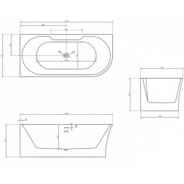 Акриловая ванна ABBER AB9335-1.7 170х78 см угловая - фото 3