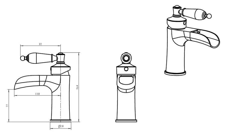 Смеситель для раковины Boheme Vogue Crystal с каскадным изливом - фото 2