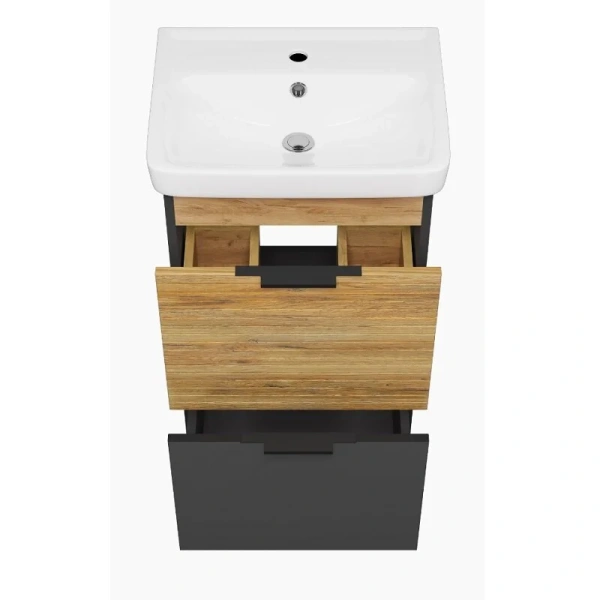 Тумба под раковину напольная Misty Форест 50 см дуб Вотан/антрацит, напольная, пристенная - фото 4