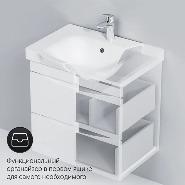 Тумба под раковину подвесная AM.PM Like 65 см 2 ящика, белая - фото 7
