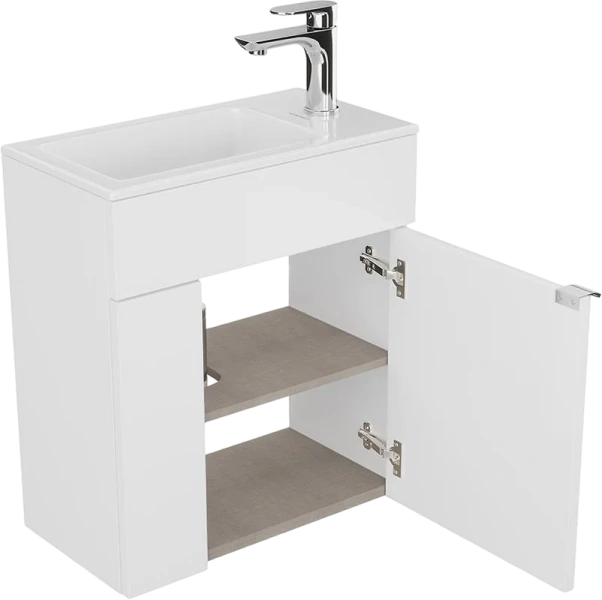 Тумба под раковину подвесная Kerama Marazzi Lato 50 см белая, недорогo, комплект (набор) - фото 8