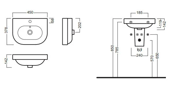Раковина подвесная Hatria Daytime YXBM01 45х40 см - фото 4