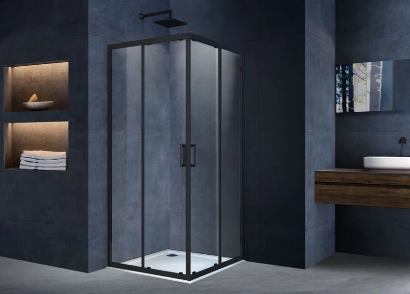 Душевой уголок Vincea Alpha 100х100 см профиль черный, стекло прозрачное, современные, hi-tech - фото 3
