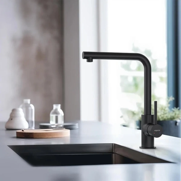 Смеситель для кухни Акватек Европа черный, высокие, из латуни, недорогие, округлая форма - фото 5