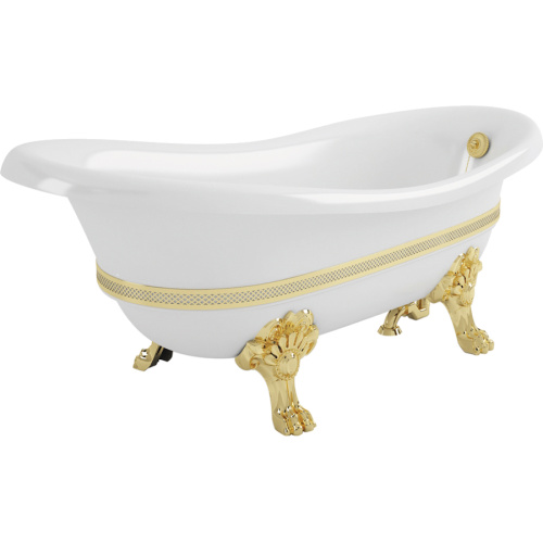 Ванна из искусственного камня Migliore Bella Decor 170х80 см фурнитура золото - фото 3