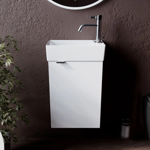 Тумба с раковиной подвесная Sancos Mini MN35W 37,5 см с распашной дверцей, подвесная, пристенная - фото 4