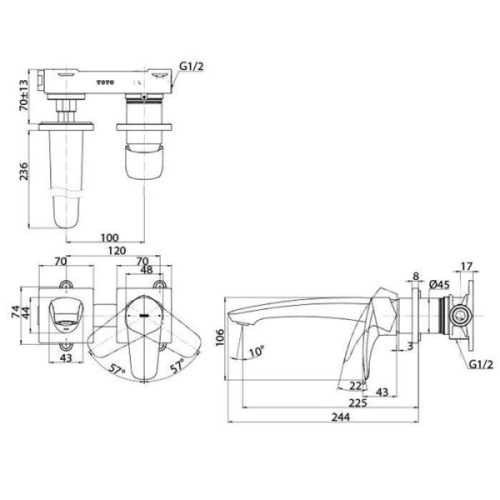 Смеситель для раковины TOTO GM встраиваемый - фото 2