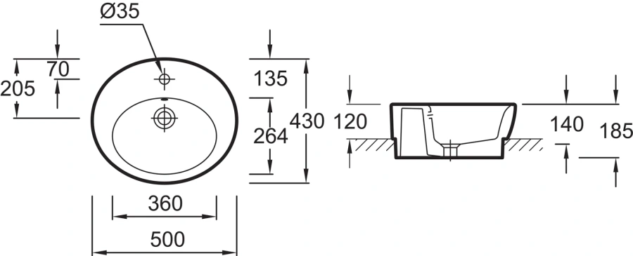 Раковина Jacob Delafon Ove 50 см накладная, по запросу - фото 9