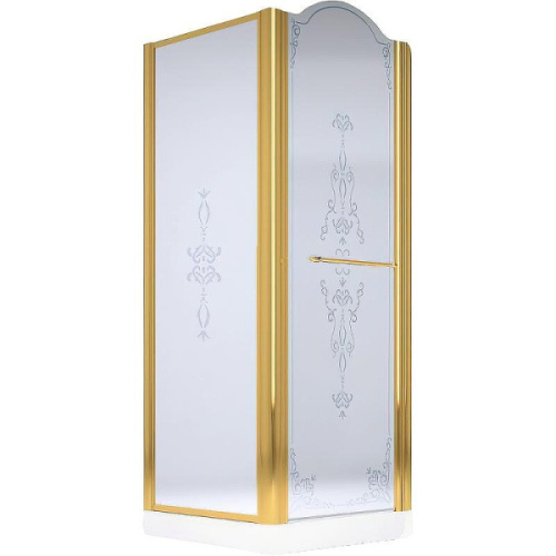 Душевой уголок Migliore Diadema 90х90 см профиль золото стекло матовое декорированное - фото 6