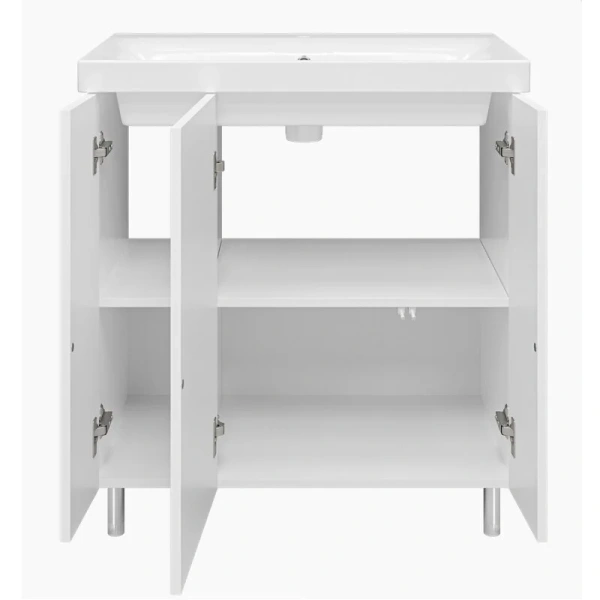 Тумба с раковиной напольная Misty Лира 80 см с дверцами, современная, hi-tech - фото 3