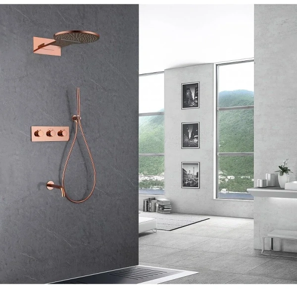 Душевой комплект Abber Wasser Kreis розовое золото, золотые - фото 3