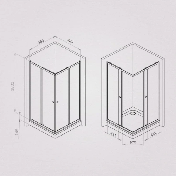 Душевой уголок Am.Pm Sunny 100x100 см черный матовый - фото 2
