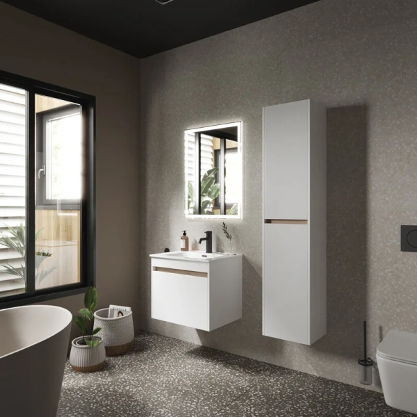 Шкаф-пенал подвесной Sancos Smart 35 см белый, современные, hi-tech - фото 4