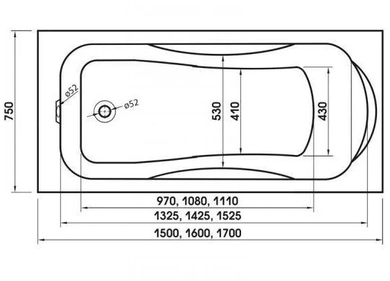 Ванна акриловая Relisan Elvira Гл000000979, 160 х 75 см, белая - фото 2