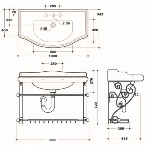 Раковина консоль Migliore Bella 20600 100 см подвесная - фото 4