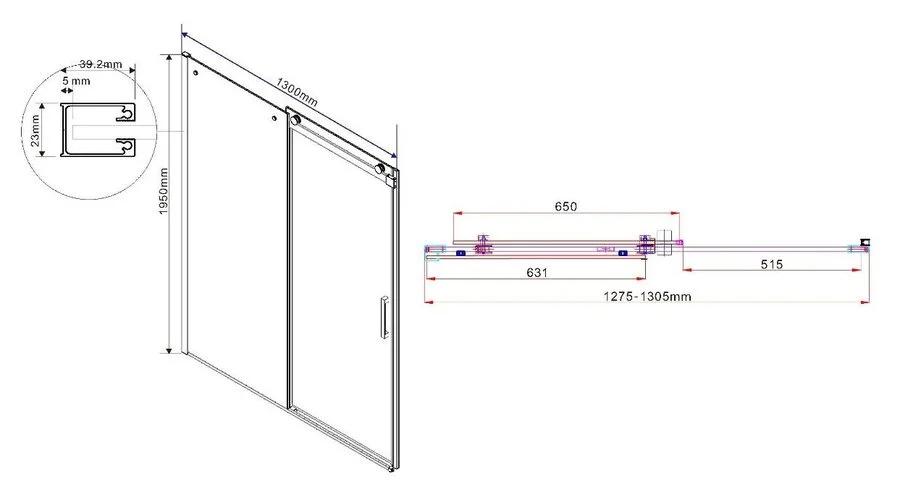 Душевая дверь в нишу Vincea Como 130 см профиль черный матовый, современные, hi-tech - фото 2