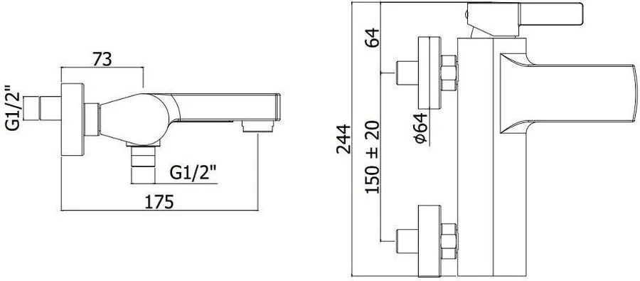 Смеситель для ванны Paffoni Rock RO022 однорычажный - фото 2