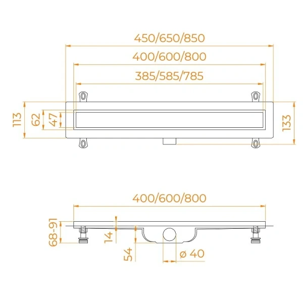 Душевой лоток RGW Drain Leo 40 см хром - фото 2