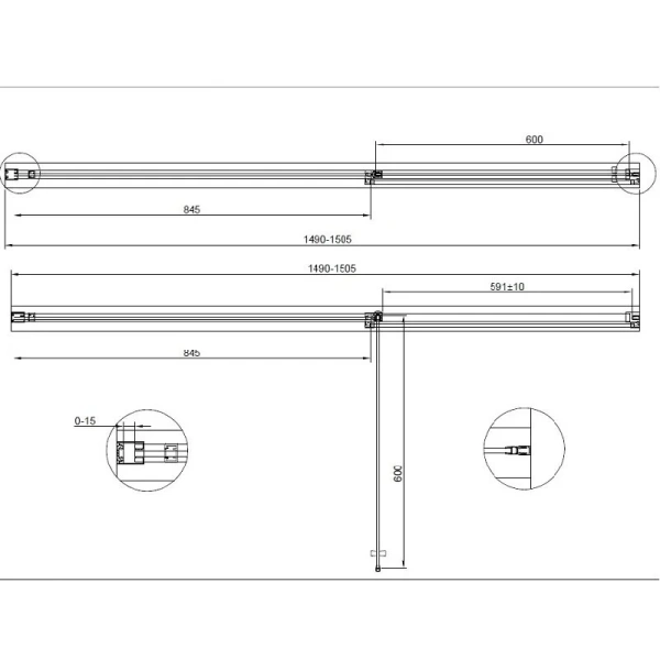 Душевая дверь в нишу Cezares Urban 150 см распашная, профиль хром - фото 3
