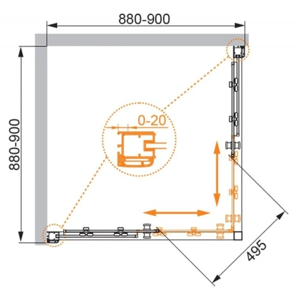Душевой уголок Cezares Anima 90х90 см рифленое стекло - фото 2