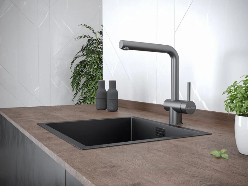 Смеситель для кухни Paulmark Dosse вороненая сталь, современные, hi-tech - фото 3