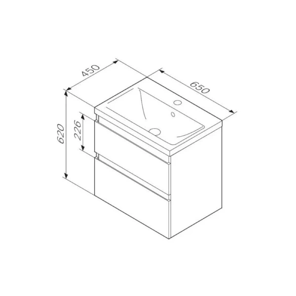 Тумба с раковиной подвесная Am.Pm X-Joy M85AFHX0652 65 см с двумя ящиками - фото 2