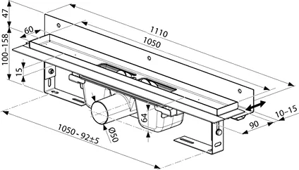 Душевой лоток Ravak Runway 105 см нержавеющая сталь, хром - фото 3