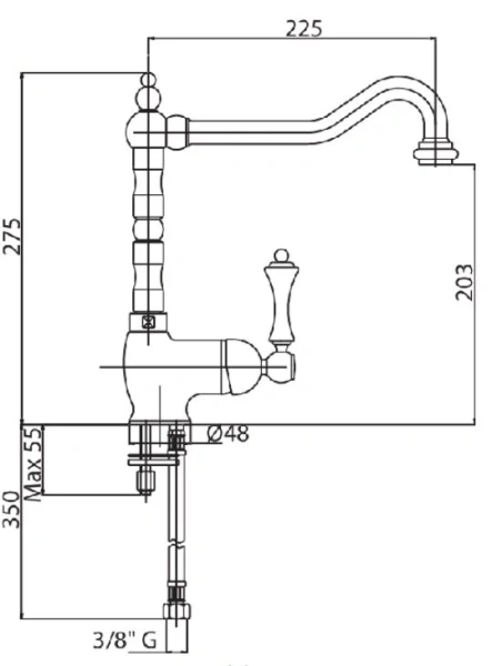 Смеситель для кухни Cezares Margot бронза, ручка белая, классические, ретро - фото 3
