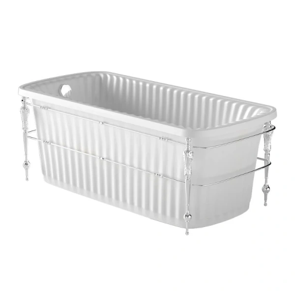 Ванна из искусственного камня Migliore Olivia Console 174х80 см белая, консоль хром - фото 1