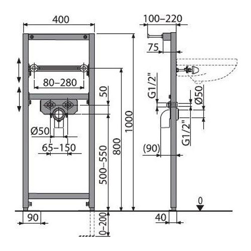 Инсталляция для раковины Alcaplast черная - фото 2