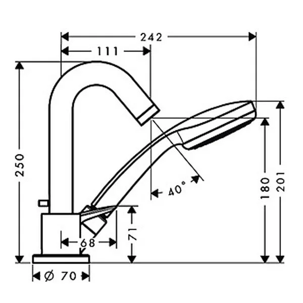 Смеситель на борт ванны Hansgrohe Logis 71310000 - фото 2