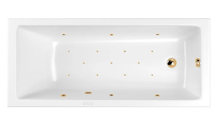 Ванна гидромассажная Whitecross Wave Relax, 180 х 80 см, увеличенная толщина акрила, усиленная армировка, белый/золото, 0101.180080.100.RELAX.GL - фото 1