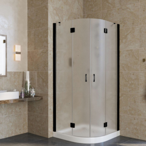 Душевой уголок профиль черный глянцевый стекло сатин Vegas-glass - фото 1