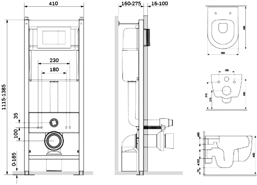 Унитаз с инсталляцией Damixa Sirius DX86.IS101 с клавишей и сиденьем - фото 3