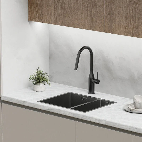 Смеситель для кухни Sancos Grand черный матовый, с поворотным изливом, с коротким изливом, c выдвижным изливом (лейкой) - фото 7