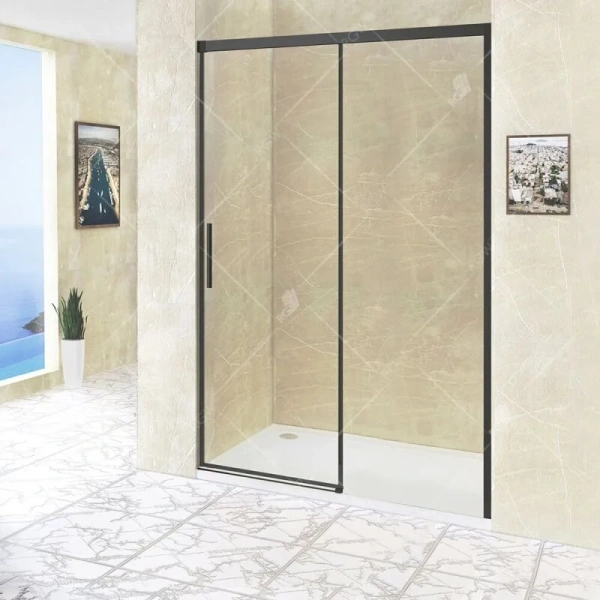 Душевая дверь в нишу RGW Leipzig Le-12B 110 см стекло прозрачное, профиль черный - фото 1