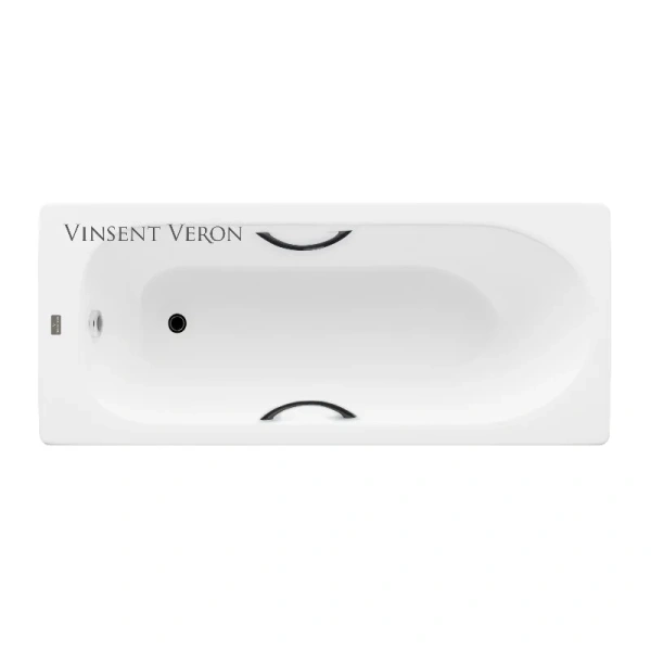 Чугунная ванна Vinsent Veron Soissons VCN1707042H/VH0015BL, 170 x 70 см, ручки черные матовые, цвет белый - фото 1
