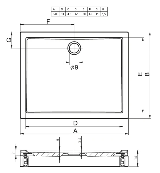 Душевой поддон акриловый белый с панелью Riho Davos 263 130x90 см, низкие до 15 см - фото 2