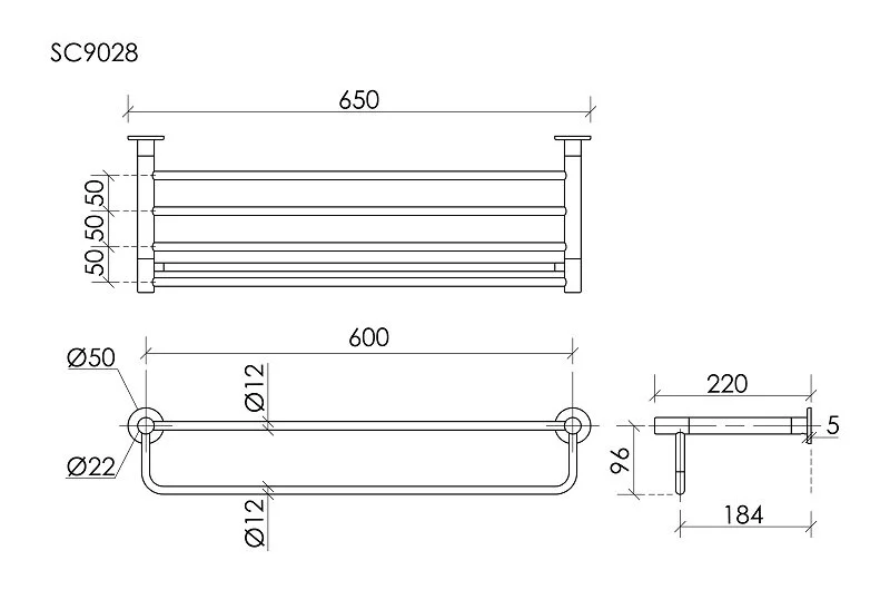 Полотенцедержатель Sancos Base черный матовый, современные, hi-tech - фото 2
