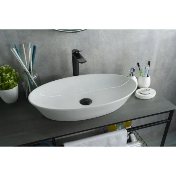 Раковина GID Lago N9397 61 см белая, в форме чаши, круглой формы - фото 5