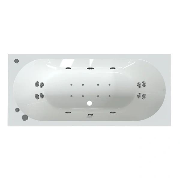 Гидромассажная ванна Радомир Вальс 1-81-2-0-0-183, 180 х 80 см, рама-подставка, фронтальная панель, слив-перелив, гидромассаж Терапия хром КУ 200, датчик уровня воды, хромотерапия, массаж спины, ступней, боковых поверхностей, аэромассаж, белая, с гидромассажем - фото 6