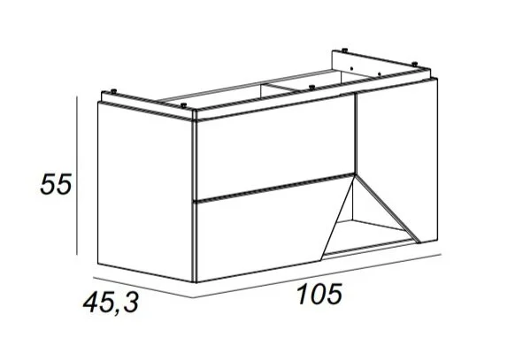 Тумба с раковиной подвесная Cezares 1973 55 100 см с двумя выдвижными ящиками - фото 2