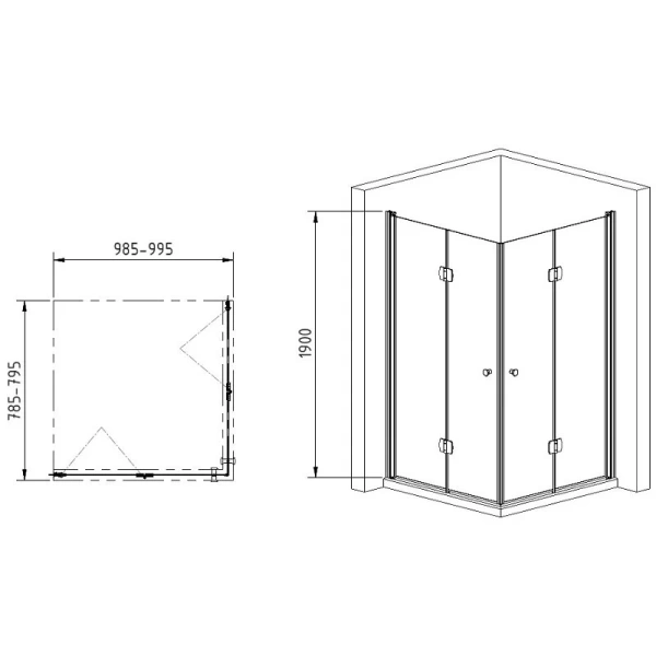 Душевой уголок Gemy Dutch Windmill 100х80 см стекло прозрачное - фото 2