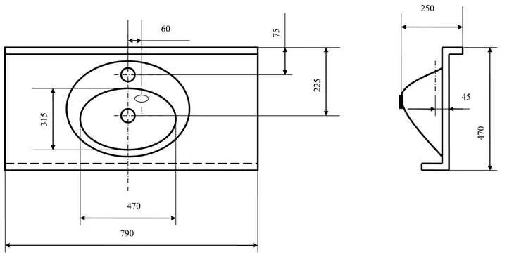 Раковина Акватон Отель 80 см с навесами - фото 2