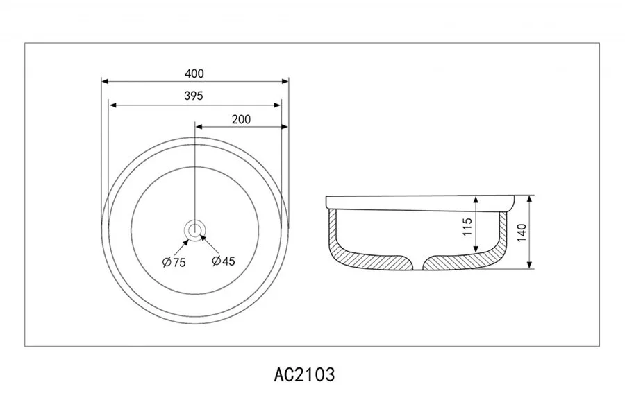 Раковина Abber Bequem AC2103 40 см накладная - фото 2