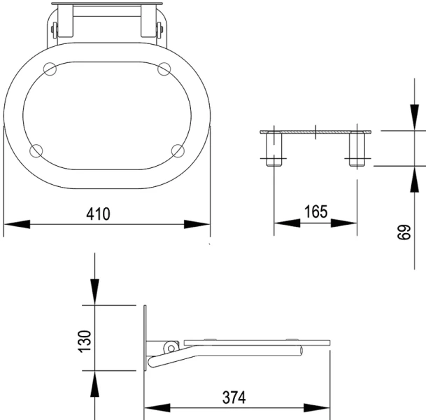 Сиденье для душа нержавеющая сталь Ravak Ovo Chrome, белое, по запросу index_1 - фото 4