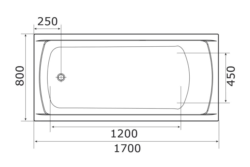 Ванна акриловая 1Marka Modern 01мод1780кс2+, 170 x 80 см, белый - фото 2